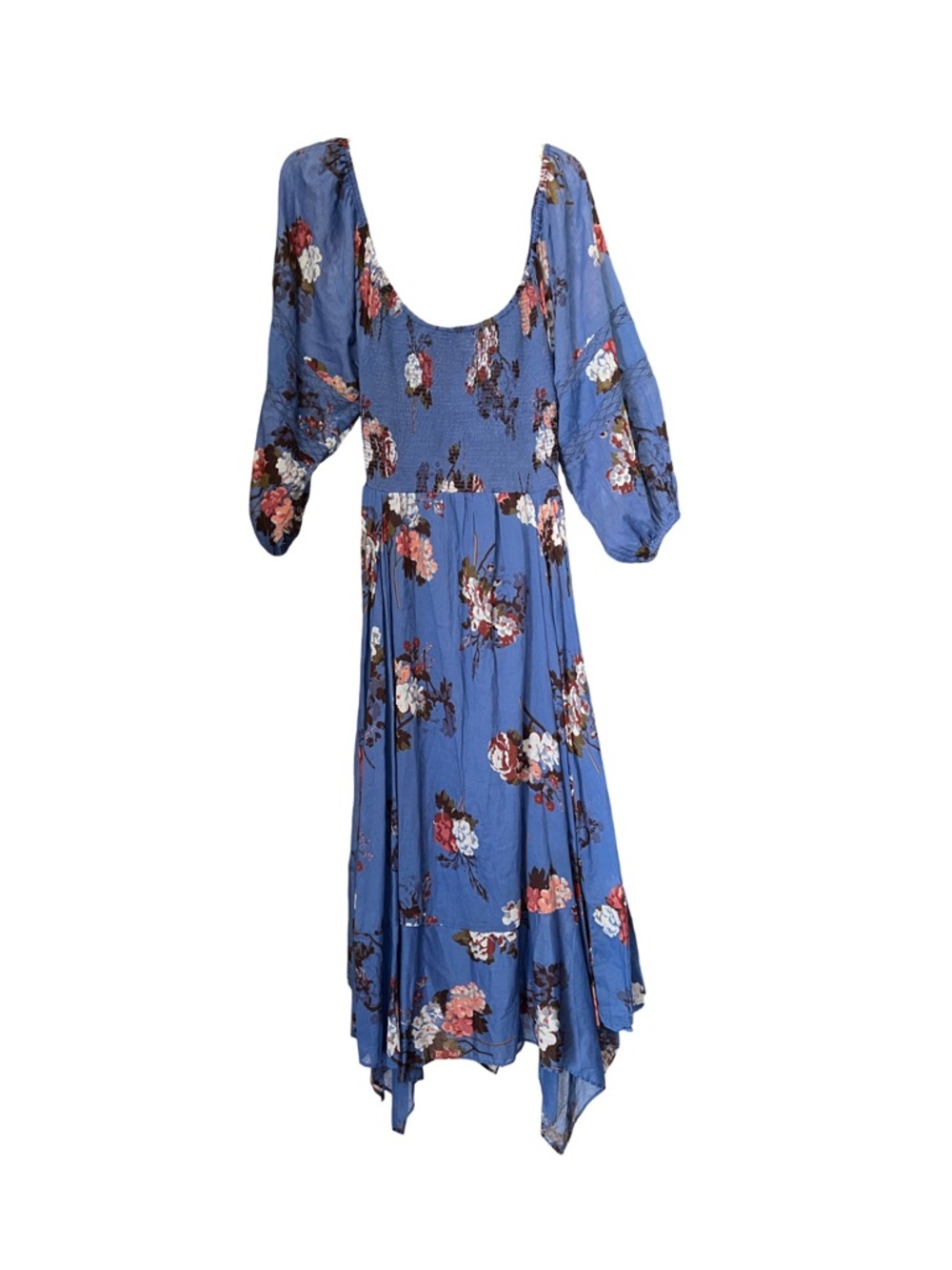 FREE PEOPLE Morning Glory Maxi Dress Dutch Blue Floral Boho XS Oversized New - Picture 4 of 13